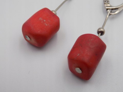 Piękne stare srebrne kolczyki KORALOWIEC srebro 925 VINTAGE biżuteria