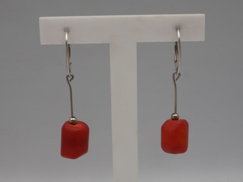 Piękne stare srebrne kolczyki KORALOWIEC srebro 925 VINTAGE biżuteria