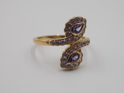 Piękny damski srebrny, pozłacany pierścionek CYRKONIE roz. 23 biżuteria