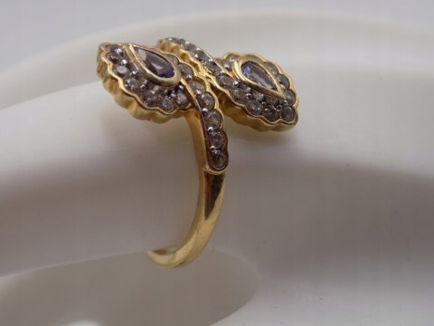 Piękny damski srebrny, pozłacany pierścionek CYRKONIE roz. 23 biżuteria