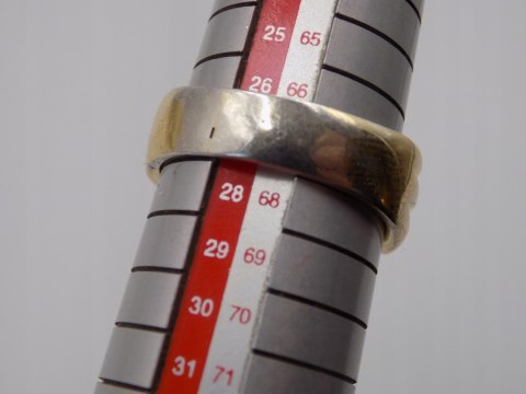 Piękny damski srebrny, pozłacany pierścionek/obrączka CYRKONIE roz. 26/27