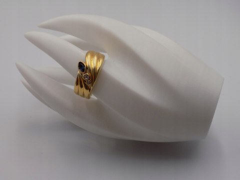 Piękny damski srebrny, pozłacany pierścionek/obrączka CYRKONIE roz. 26/27