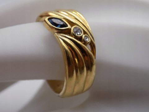 Piękny damski srebrny, pozłacany pierścionek/obrączka CYRKONIE roz. 26/27