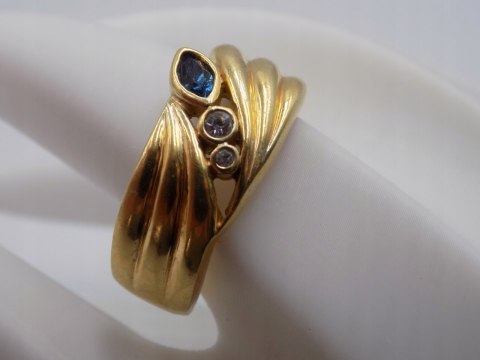 Piękny damski srebrny, pozłacany pierścionek/obrączka CYRKONIE roz. 26/27