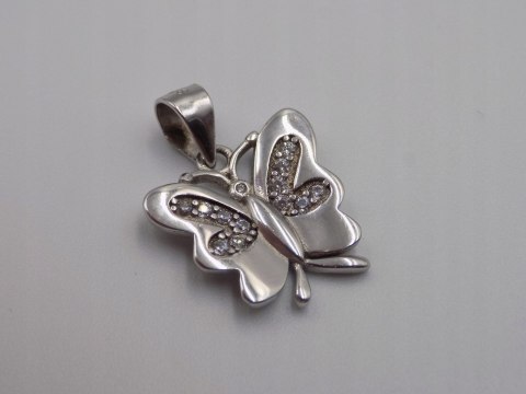 Piękny srebrny wisiorek/zawieszka MOTYL cyrkonie srebro rodowane biżuteria