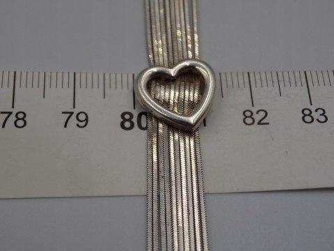 Stara piękna srebrna damska bransoletka SERCE srebro 925 VINTAGE biżuteria