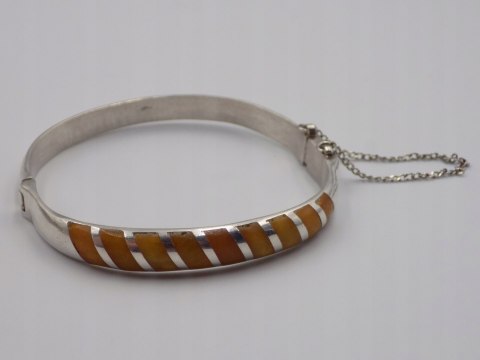 Stara srebrna damska bransoletka KOŁO BANGLA ŻYWICA srebro 925 VINTAGE