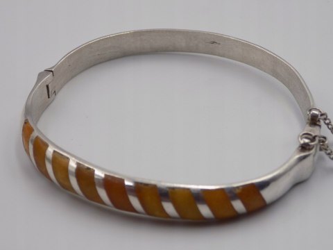 Stara srebrna damska bransoletka KOŁO BANGLA ŻYWICA srebro 925 VINTAGE