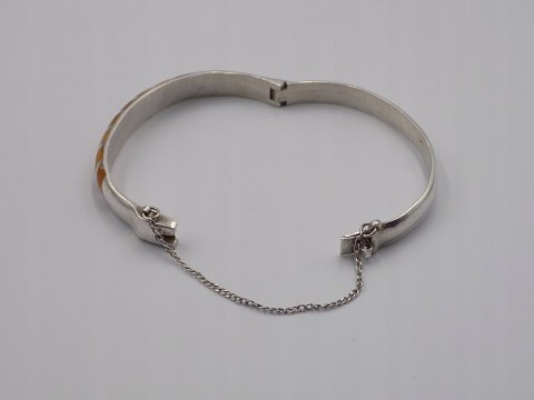 Stara srebrna damska bransoletka KOŁO BANGLA ŻYWICA srebro 925 VINTAGE