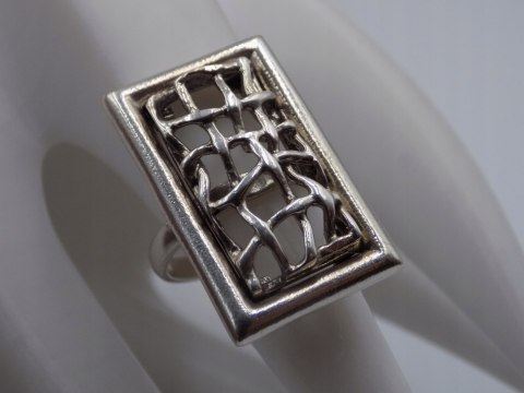 Stary damski srebrny ażurowy pierścionek roz. 10 srebro VINTAGE biżuteria