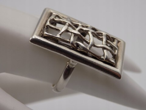 Stary damski srebrny ażurowy pierścionek roz. 10 srebro VINTAGE biżuteria