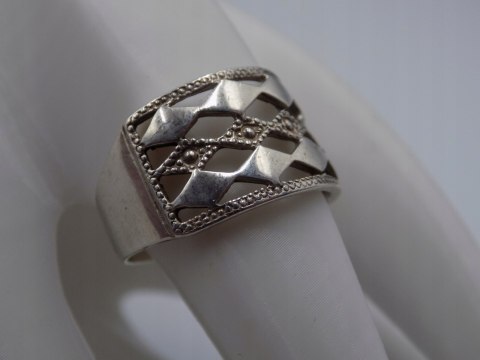 Stary damski srebrny ażurowy pierścionek roz. 19 srebro VINTAGE biżuteria