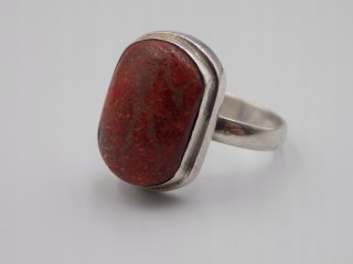 Stary damski srebrny pierścionek KORALOWIEC roz.20 srebro biżuteria VINTAGE