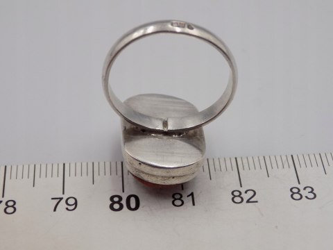 Stary damski srebrny pierścionek KORALOWIEC roz.20 srebro biżuteria VINTAGE