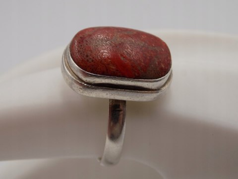 Stary damski srebrny pierścionek KORALOWIEC roz.20 srebro biżuteria VINTAGE