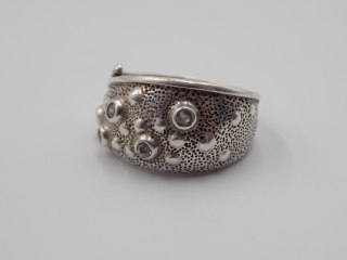 Stary srebrny damski autorski pierścionek/obrączka r. 13/14 srebro VINTAGE