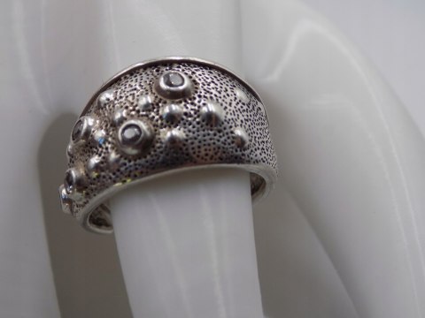 Stary srebrny damski autorski pierścionek/obrączka r. 13/14 srebro VINTAGE