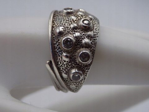 Stary srebrny damski autorski pierścionek/obrączka r. 13/14 srebro VINTAGE