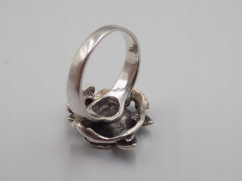 Stary srebrny damski pierścionek RÓŻA roz.12-srebro 925-biżuteria VINTAGE