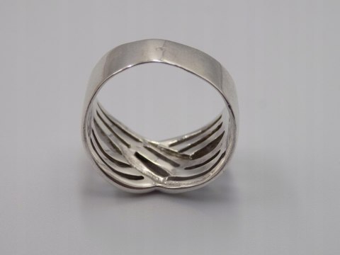 Stary srebrny damski pierścionek obrączka ażurowa r. 22 srebro 925 VINTAGE