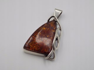 Stary srebrny damski wisiorek/zawieszka BURSZTYN srebro VINTAGE biżuteria