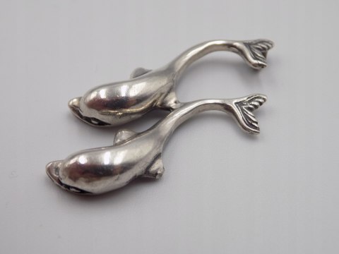 Stary srebrny damski wisiorek/zawieszka DELFINY srebro VINTAGE biżuteria