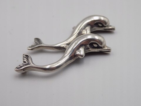 Stary srebrny damski wisiorek/zawieszka DELFINY srebro VINTAGE biżuteria