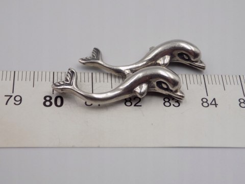 Stary srebrny damski wisiorek/zawieszka DELFINY srebro VINTAGE biżuteria