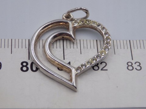 Stary srebrny damski wisiorek/zawieszka SERCE cyrkonie biżuteria VINTAGE