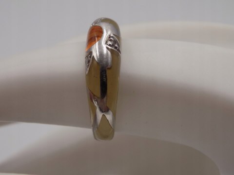 Stary srebrny pierścionek AKRYL cyrkonie roz.12 srebro biżuteria VINTAGE