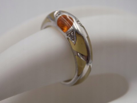 Stary srebrny pierścionek AKRYL cyrkonie roz.12 srebro biżuteria VINTAGE