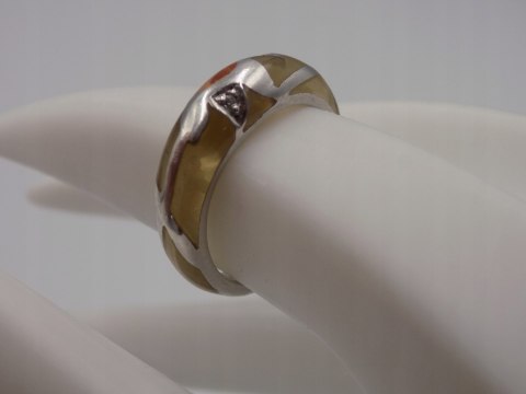 Stary srebrny pierścionek AKRYL cyrkonie roz.12 srebro biżuteria VINTAGE