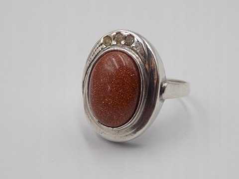 Stary srebrny pierścionek PIASEK PUSTYNI cyrkonie roz.14 biżuteria VINTAGE