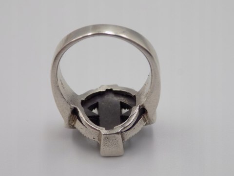 Stary srebrny pierścionek emalia+markazyty roz.13 srebro biżuteria VINTAGE