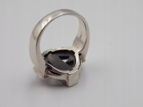 Stary srebrny pierścionek emalia+markazyty roz.13 srebro biżuteria VINTAGE