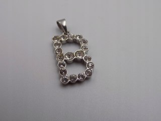 Stary srebrny wisiorek/zawieszka " B " CYRKONIE srebro VINTAGE biżuteria