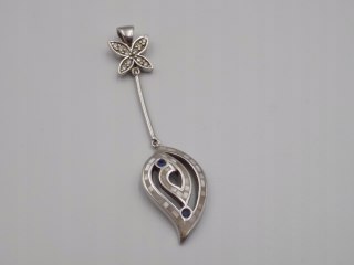 Stary srebrny wisiorek/zawieszka MASA PERŁOWA + CYRKONIE srebro VINTAGE