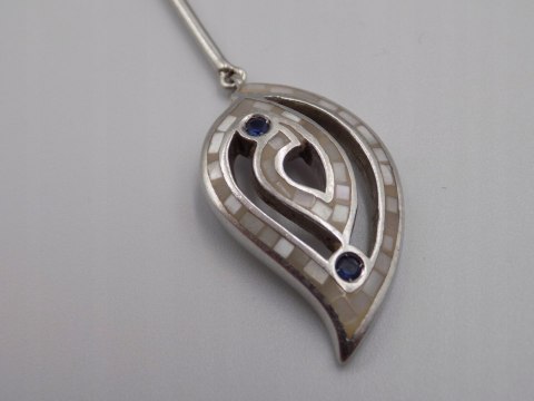 Stary srebrny wisiorek/zawieszka MASA PERŁOWA + CYRKONIE srebro VINTAGE