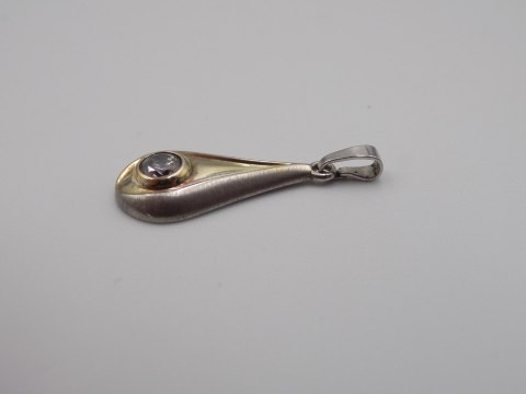 Stary srebrny wisiorek/zawieszka ZŁOCENIE CYRKONIA srebro VINTAGE biżuteria