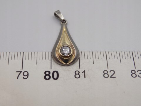 Stary srebrny wisiorek/zawieszka ZŁOCENIE CYRKONIA srebro VINTAGE biżuteria