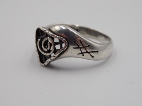 Autorski,stary,srebrny,damski pierścionek WZORKI roz. 21 srebro 925 VINTAGE
