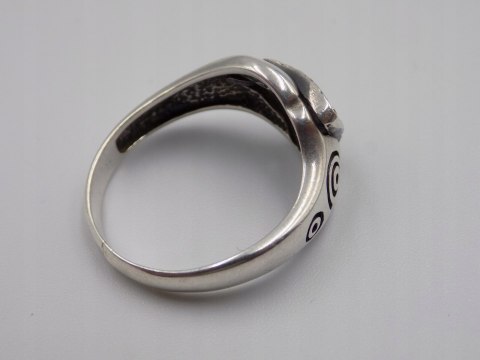 Autorski,stary,srebrny,damski pierścionek WZORKI roz. 21 srebro 925 VINTAGE