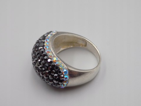 Bajeczny damski srebrny pierścionek CYRKONIE roz. 18/19 srebro 925 VINTAGE