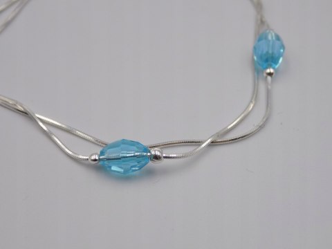 Piękna, srebrna, damska bransoletka - błękit niebieski srebro 925 biżuteria