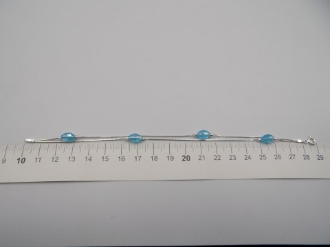 Piękna, srebrna, damska bransoletka - błękit niebieski srebro 925 biżuteria
