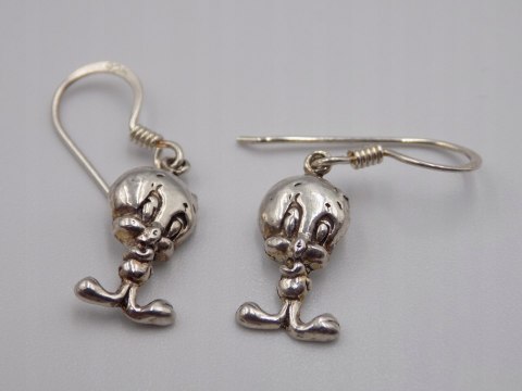 Piękne, damskie, dziecięce, srebrne kolczyki TWETTY srebro 925 biżuteria