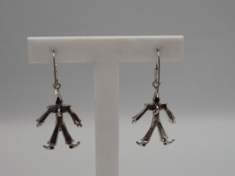 Piękne, stare, srebrne kolczyki PAJACE ruszające się - srebro - biżuteria