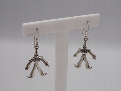 Piękne, stare, srebrne kolczyki PAJACE ruszające się - srebro - biżuteria