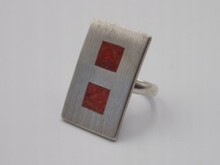 Piękny,stary, srebrny, damski pierścionek KORALOWIEC roz. 10 srebro VINTAGE