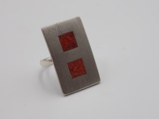 Piękny,stary, srebrny, damski pierścionek KORALOWIEC roz. 10 srebro VINTAGE